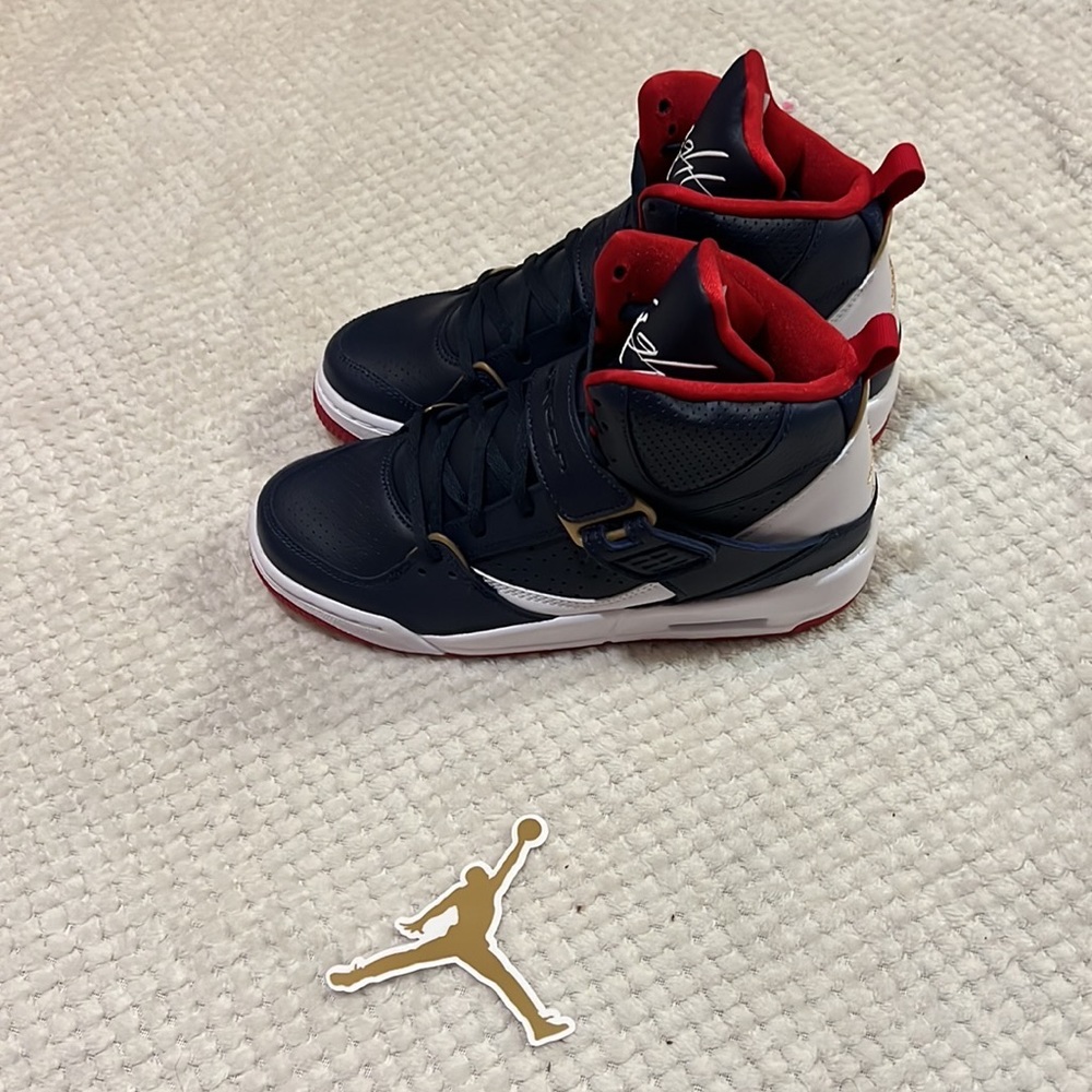 Nike Jordan Flight 45 High Blue & Red GS Sneaker CZ8768-400 - Youth Size 5 - Picture 6 of 10